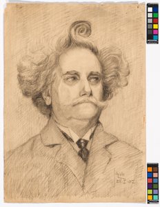 Miehen muotokuva hiustöyhdöllä tekijältä Egon Schiele