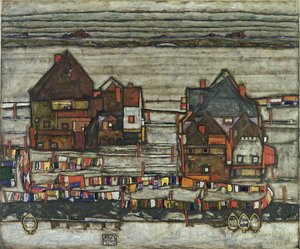 Talot, joissa on pesuköydet, 1914 tekijältä Egon Schiele
