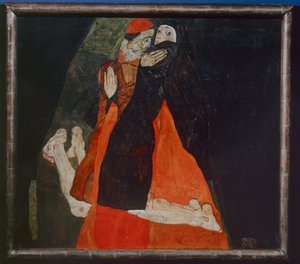 Kardinal und Nonne, Kardinaali ja nunna ... (öljy kankaalle) tekijältä Egon Schiele