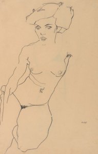 Polvistuva nainen tekijältä Egon Schiele