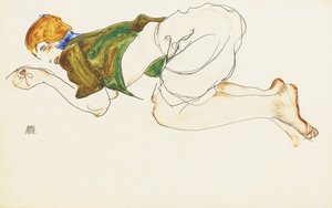 Polvistuva nainen, 1912 tekijältä Egon Schiele
