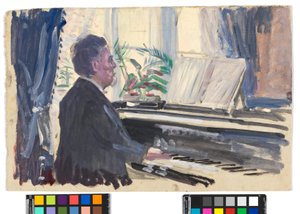 Leopold Czihaczek pianon ääressä (luonnos) tekijältä Egon Schiele