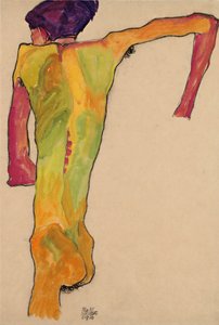 Mies alaston, tukeutuu itseään, 1910
