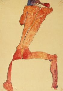 Mannerruckenhaut (kynä ja akvarelli) tekijältä Egon Schiele