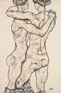 Alastomia tyttöjä syleilemässä, 1914 tekijältä Egon Schiele
