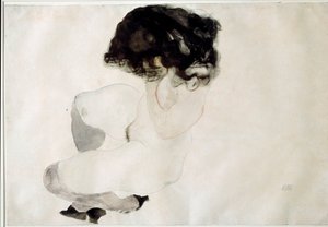 Alaston kyykky. Piirustus Egon Schiele tekijältä Egon Schiele