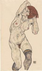 Nude mustissa sukkahousuissa, 1917. tekijältä Egon Schiele