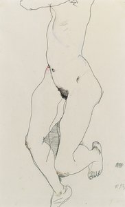 Juokseva nainen, 1913 tekijältä Egon Schiele