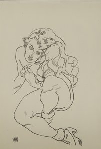 Istuva alastonkuva, 1917