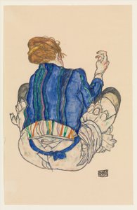 Sitzende Frau, Rückenansicht tekijältä Egon Schiele