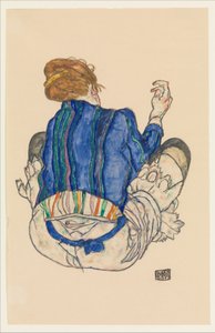 Istuva nainen, näkymä takaa, 1917 tekijältä Egon Schiele