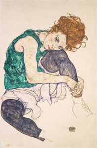 Istuva nainen polvet koukussa (Adele Herms) tekijältä Egon Schiele