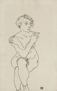 Istuva nainen, alaston, kädet ja jalat ristissä, 1918
