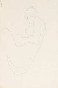 Istuva alaston, 1912 tekijältä Egon Schiele