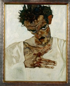 Omakuva laskettu pää tekijältä Egon Schiele