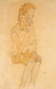 Istuva poika, 1910 tekijältä Egon Schiele