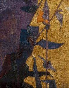 Tyylitelty kukka koristeellista taustaa vasten ... (pronssi) tekijältä Egon Schiele