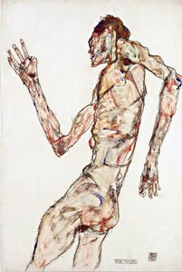 Tanssija - Schiele, Egon (1890-1918) - 1913 - Musta liitu, guassi paperille - 48,3x32,3 - Leopold-museo, Wien tekijältä Egon Schiele