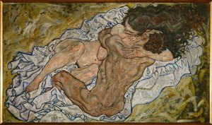 Umarmung (öljy kankaalle) tekijältä Egon Schiele