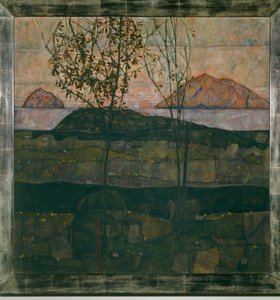 Versinkende Sonne (öljy kankaalle) tekijältä Egon Schiele