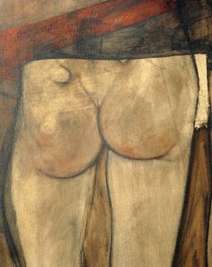 Naisen alastonkuva olkahuivin kanssa, katkelma ... (öljy kankaalle) tekijältä Egon Schiele