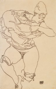 Nainen riisuutumassa, 1917. tekijältä Egon Schiele