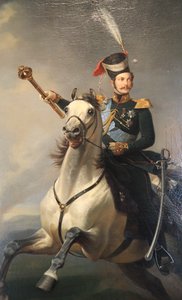 "Tsesarevitš Aleksander Nikolajevitšin muotokuva hevosen selässä", 1850-luku tekijältä Egor Botman