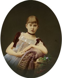 Muotokuva tytöstä. Hopeagelatiinivalokuvaus, guassi, Egor Maximovich Ovcharenko (?-1902) tekijältä Egor Maximovich Ovcharenko