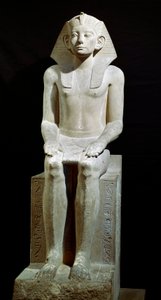 Egyptiläinen antiikki: farao Amenemhet (Amenemhat) III:n kalkkikivipatsas. 12. dynastia. 1910 eaa. Hawarasta. Himmeä. 160 cm Kairo, Egyptiläinen museo