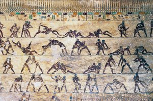Taistelukohtaukset, seinämaalaus, Kethin hauta, Beni Hasanin hautausmaa, Egypti, egyptiläinen sivilisaatio, Keski-valtakunta, dynastia XII
