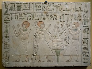 Mery, Hetepuy ja Khety, yhteiskanslerit Senwosret (Sesostris) I:n hallituskauden aikana, maalattu kalkkikivistele, egyptiläinen sivilisaatio, Keski-Britannia, dynastia XII