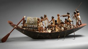 Urheiluvenemalli Meketren haudalta, n. 1981–1975 eaa. (rapattu ja maalattu puu, pellava, pellavalanka, kupari) tekijältä Egyptian 12th Dynasty