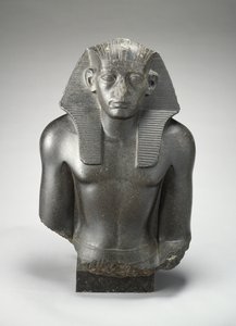 Kuningas Sesostris III:n istuvan patsaan miehen pää ja vartalo? Egyptistä tekijältä Egyptian 13th Dynasty
