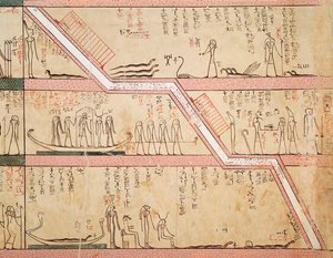 Sarkofagin laskeutuminen hautaan, Tuthmosis III:n haudasta (n. 1504-1450 eKr.) Uusi kuningaskunta (seinämaalaus)