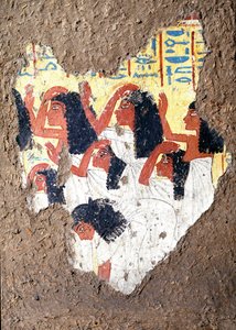 Egyptiläinen antiikki: taidemaalari Maian haudan fresko, itkevien ryhmä. 18. dynastia. Maian kappelista, Deir el-Medineh (el Medineh), New Empire Dim. 67 cm Torino, Egyptiläinen museo tekijältä Egyptian 18th Dynasty