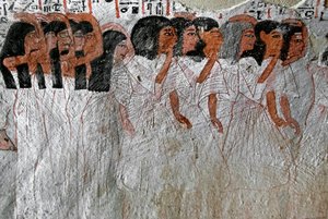 Egyptin antiikki: itkukulkue. Royn haudan maalaus (TT255). 18. dynastia. Luxorin Länsirannalta Egyptistä tekijältä Egyptian 18th Dynasty