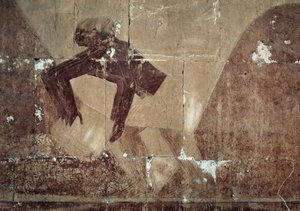 Ruoan vaihtaminen, yksityiskohta kohtauksesta, joka kuvaa retkeä Puntin maahan, maalattu reliefi, Puntin pylväikkö, Hatsepsutin hautajaistemppeli, Deir el-Bahari, Thebanin nekropolis, Egyptin sivilisaatio, Uusi valtakunta, XVIII dynastia tekijältä Egyptian 18th Dynasty