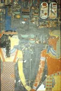 Horemheb ja Isis, Horemhebin haudasta (n. 1323-1295 eKr.) Uusi kuningaskunta (seinämaalaus) tekijältä Egyptian 18th Dynasty