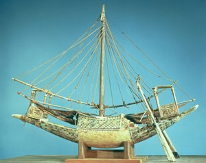 Malli yhdestä faraon veneistä, Tutankhamonin haudasta (n. 1370-52 eKr.) Uusi kuningaskunta (puuta)