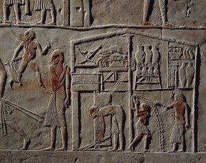 Paviljonki korkea-arvoiselle upseerille tai ylipäällikölle, Reliefi, Horemhebin hauta, Saqqara, Egyptin sivilisaatio, Uusi valtakunta, XVIII dynastia tekijältä Egyptian 18th Dynasty