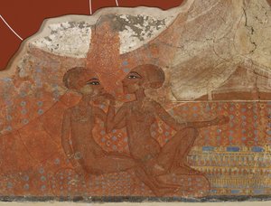 Prinsessan fresko, egyptiläinen, uusi kuningaskunta, 18. dynastia, n. 1555-1337 eKr. (seinämaalaus)