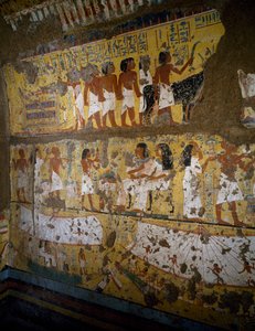 Maian kappelin rekonstruktio, Deir el-Medina, savi ja maalattu stukkolaudoitus, Egyptin sivilisaatio, Uusi valtakunta, XVIII dynastia tekijältä Egyptian 18th Dynasty