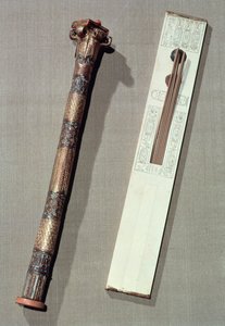 Scribes-paletti ja kirjoituskotelo, Tutankhamonin haudasta (n. 1370-52 eKr.) Uusi kuningaskunta (katso myös 228566)