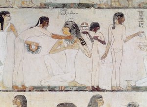 Aatelisnaisten wc, Tuthmosis III:n ja Amenhotep II:n visiirin Rekhmiren haudalta, Uusi kuningaskunta (seinämaalaus)