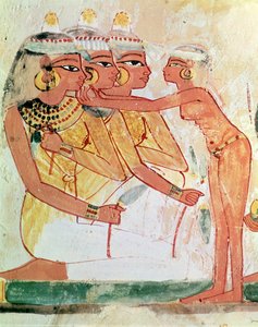 Naisten wc, Nakhtin haudasta, Uudesta kuningaskunnasta, n. 1400 eKr. (seinämaalaus) tekijältä Egyptian 18th Dynasty