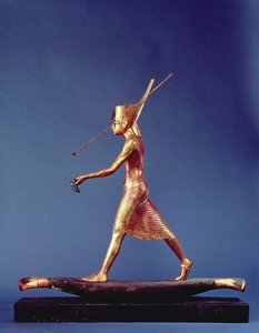 Tutankhamon (C.1370-1352 eKr.) Harppuuna, Tutankhamonin haudasta, Uudesta kuningaskunnasta (kullattua puuta) (katso myös 3977 & 120779)