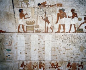 Punnitus kultaa ja hopeaa, yksityiskohta freskoista Rekhmiren haudassa, Sheikh Abd el Qurnah Necropolis, Luxor, Thebes (Unescon maailmanperintöluettelo) tekijältä Egyptian 18th Dynasty
