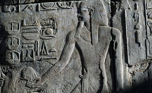 Bas-reliefi, Luxorin temppeli, Luxor, Thebes (Unescon maailmanperintökohde). tekijältä Egyptian 19th Dynasty