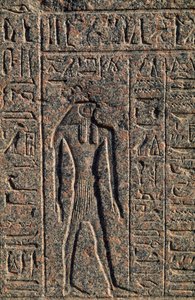 Horuksen kuva, yksityiskohta Thootin ja Horuksen kirjoituksesta ja reliefistä, Amenhotepin sarkofagi, Memphis (Unescon maailmanperintöluettelo) tekijältä Egyptian 19th Dynasty
