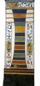Egypti, Thebes, Luxor, Kuningattaren laakso, Nefertarin hauta, Osiriksen selkäranka edustava Djed-pylväs, jossa on ylösnousemusluuydin, 19. dynastiasta tekijältä Egyptian 19th Dynasty